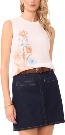 Vince Camuto Placement Print Sequin Cotton Tank in New Ivory at Nordstrom, Size X-Small