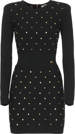 Elisabetta Franchi Zwarte Juweelhalsjurk - Dames - Korte kleedjes - Zwart - XS - Kleedjes