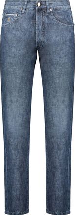 Moorer Dark Blue Jeans In High Quality Denim