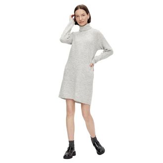 Pieces Womens Pcellen Ls High Neck Knit Dress Noos Bc Keid, Light Grey Mix, M