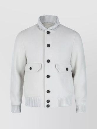 Eleventy ribbed collar jacket front pockets