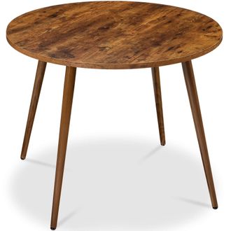 Best Choice Products Round Mid-Century Modern 35.5in Dining Table, Dinette for Home or Kitchen w/Wood Finish Steel Legs
