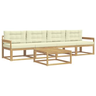 vidaXL Conjunto De Sof&aacute;s De Exterior Con Coj&iacute;n 4 Pcs Blanco Y Crema Vidaxl