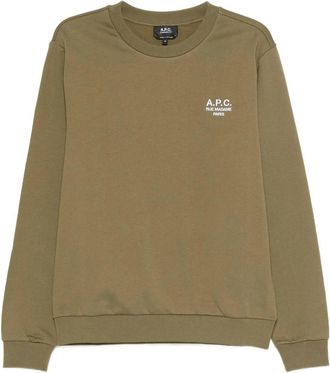 A.P.C. Rue Madame Logo Crew Sweatshirt - Dames - Sweatshirts - Groen - M - Katoen - Hoodies & sweatvesten