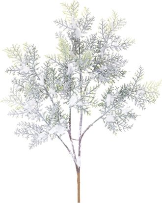 Melrose International Flocked Cedar Branch (Set of 12) - Green, White