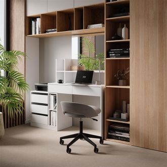 Vicco Escritorio Anja, Blanco, 139.8 X 40 Cm Con Cajones, Vicco