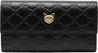 Gucci Guccissima Black Leather Long Wallet (Bi-Fold) (Pre-Owned)