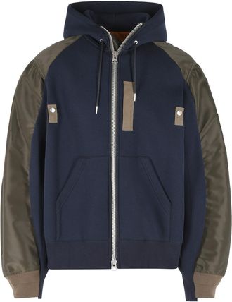 sacai Navy Cotton And Khaki Blend Sweatshirt