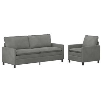 vidaXL Juego De Sof&aacute; 2 Uds. Gris Oscuro Terciopelo Vidaxl
