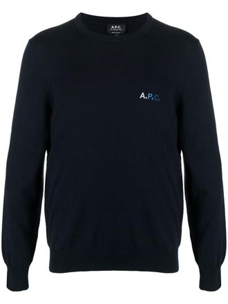 A.P.C. Felpa con ricamo - Blu