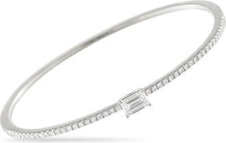 Luxury Bazaar 18K White Gold 1.30 ct Diamond Bangle Bracelet ALB-20517