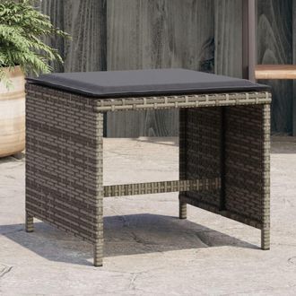 vidaXL Taburetes De Jard&iacute;n Con Cojines 4 Uds Rat&aacute;n Pe Gris 40x40x35 Cm Vidaxl