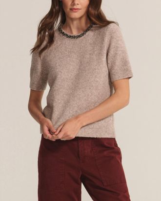 Velvet Briana Embellished Sweater In Oat