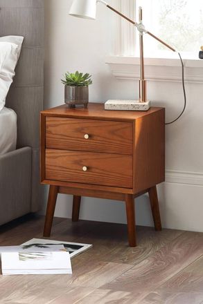 Julian Bowen Lowry 2 Drawer Bedside Table in Tan