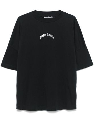 Palm Angels T-shirt met gewelfd logo - Zwart