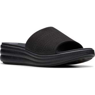 Clarks Drift Twist Wedge Slide Sandal in Black at Nordstrom Rack, Size 8