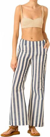 Alix of Bohemia Charlie Sailor Stripe Linen Pant In White Sailor