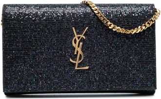 Saint Laurent 2016 Glitter Monogram Kate Wallet on Chain crossbody bag - Nero