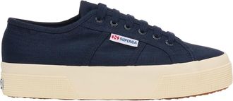 Superga Womens Unisex Adult 2740 Linen Platform Trainers (Navy Blue/Off White) - Size UK 6.5