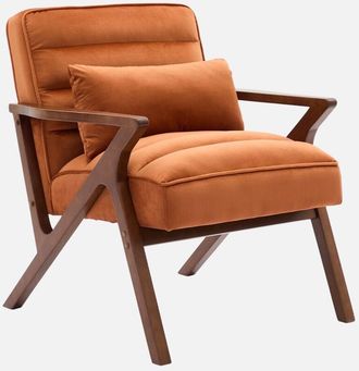 Sweeek Sillón escandinavo de madera de hevea y terciopelo