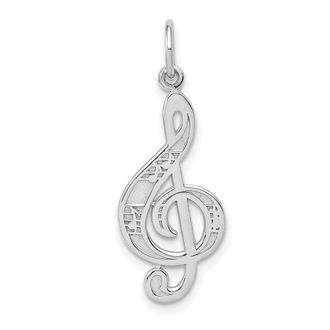 Diamond2Deal 14K White Gold Treble Clef Charm Pendant