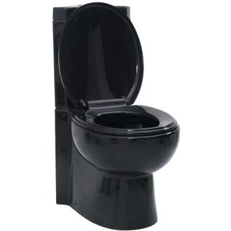 vidaXL Inodoro Wc De Esquina Cer&aacute;mica Negro Vidaxl
