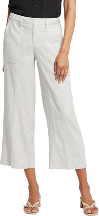 NYDJ Linen-Blend Cargo Slubby Stripe Crop Jean