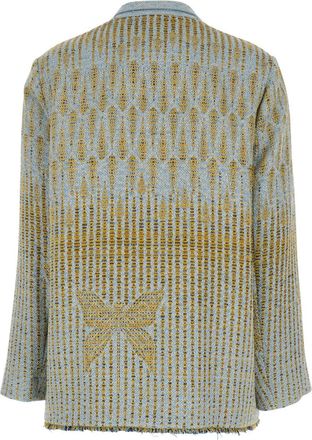 Forte_Forte Forte_Forte Yellow Jacket With All-over Pattern And Frayed Edges In Cotton Blend Woman