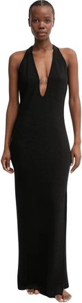 Karl Lagerfeld Signature Metallic Beach Dress - Dames - Feestkleedjes - Zwart - XS - Leer - Kleedjes