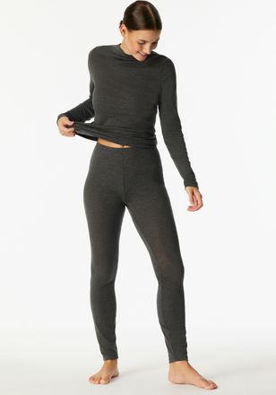 Schiesser Leggings SCHIESSER Premium Warming, Damen, Gr. 36, N-Gr, dunkelgrau, gem., Single Jersey, Obermaterial: 85% Lyocell, 10% Wolle, 5% Elasthan, figurbeto