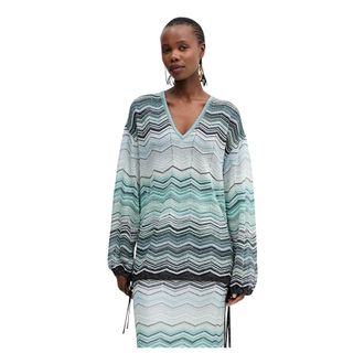 Missoni Blusa in Viscosa Lam&eacute; a Chevron con Paillettes - - Knitwear - Donna - Blu - M