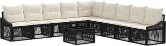 vidaXL Conjunto De Sof&aacute;s De Jard&iacute;n 10 Uds. Negro Rat&aacute;n Sint&eacute;tico Vidaxl