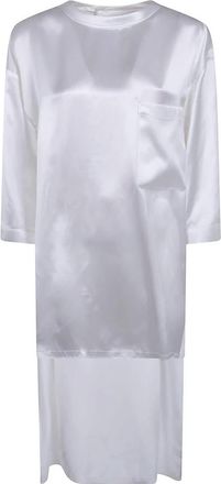 Darkpark Tara Satin Asymmetric Shirt - Dames - Casual kleedjes - Wit - S - Satijn - Kleedjes