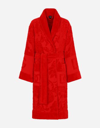 Dolce & Gabbana Bath Robe In Terry Cotton Jacquard - Monochrome Bathrobes Multicolor Xxxl