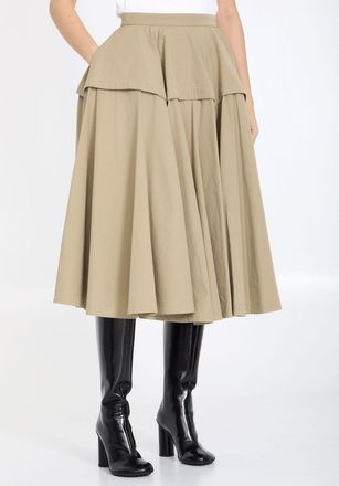 Bottega Veneta Womens A-line Skirt - Tan Cotton - Size EU 36 (Womens)