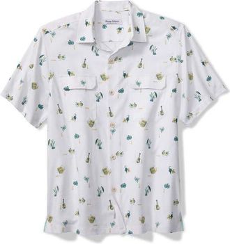 Tommy Bahama Coastal Ease Petite Tropics IslandZone Short Sleeve Button-Up Shirt in White at Nordstrom, Size Xxx-Large