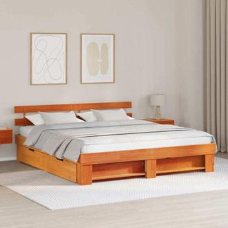 vidaXL Estructura De Cama Con Cabecera Marr&oacute;n Cera 180 X 200 Cm Vidaxl