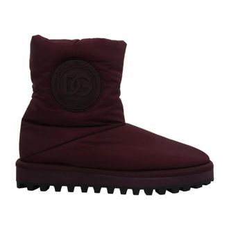 Dolce & Gabbana Winter Boots, male, Brown, Size: 11 US Bordeaux Nylon Boots Padded Mid Shoes