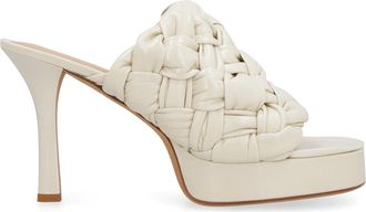 Bottega Veneta Womens Bv Board Leather Mules - Ivory