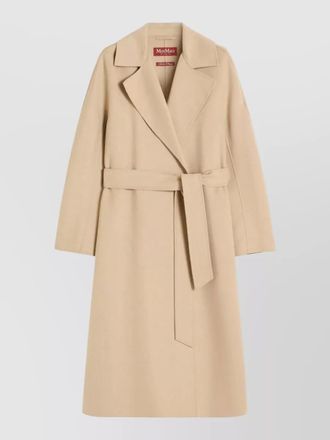 Max Mara long coat belted waist notched lapels pockets