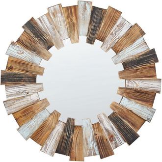 Beliani Beliani - Modern Round Decorative Wall Mirror ø 66 cm Handmade Light Wood Ecatepec