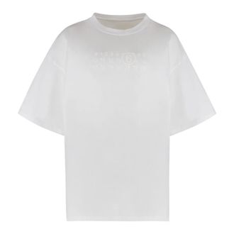 Maison Margiela Tops, Dames, Wit, S, Katoen, Cotton Crew-Neck T-Shirt