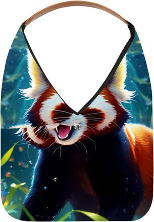 Generic Lovely Raccoon Swims Underwater Reusable Lightweight Grocery Bags - Foldable Into Compact Pouch, Washable & Sturdy, Multipurpose for Shopping and Trav