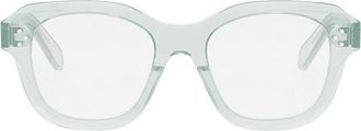Celine Transparent Lime Square Frame Eyeglasses - Green