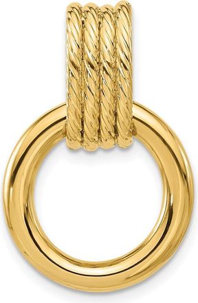 Diamond2Deal 14k Yellow Gold Polished Textured Circle Pendant