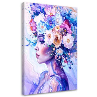 Feeby Impresi&oacute;n De Imagen Colorido Retrato De Mujer Con Flores En El Pelo 80x120