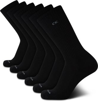 Calvin Klein Mens 6 Pair Bonus Athletic Crew Socks - black - Medium