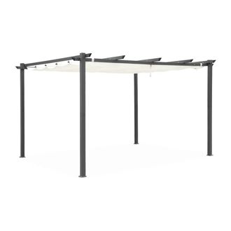 Sweeek Pérgola 3x4m de aluminio cubierta corredera, crudo