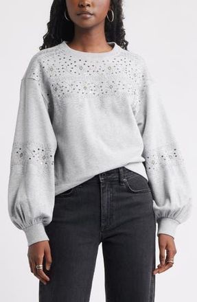 Treasure & Bond Sequin Embroidered Sweatshirt in Grey Heather at Nordstrom Rack, Size Xx-Large