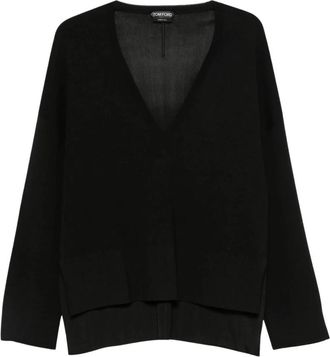 Tom Ford V-hals Kasjmier en Zijde Pullover - Dames - V-hals truien - Zwart - S - Kasjmier - Truien & Vesten
